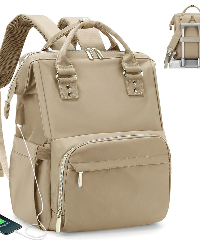 Laptop Rucksack Damen mit USB-Port Khaki