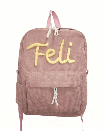 Cord Rucksack Uni & Freizeit Pink-Gelb