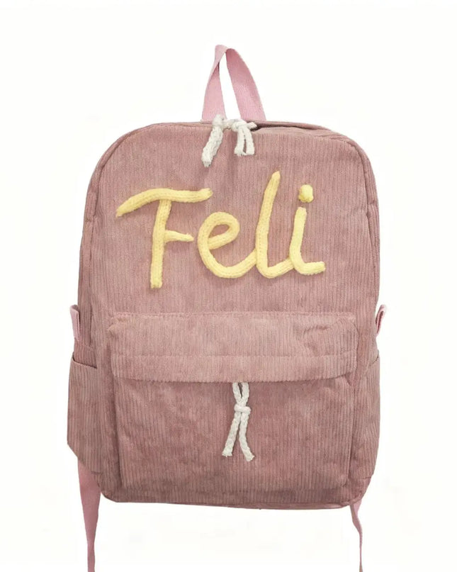 Cord Rucksack Uni & Freizeit Pink-Gelb