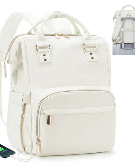 Laptop Rucksack Damen mit USB-Anschluss Beige