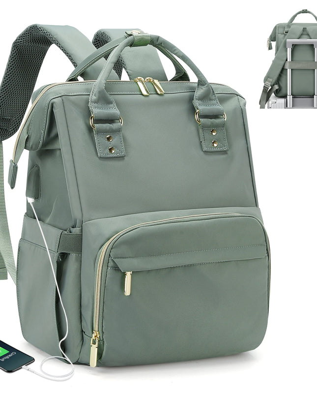 Laptop Rucksack Damen mit USB-Anschluss Grün