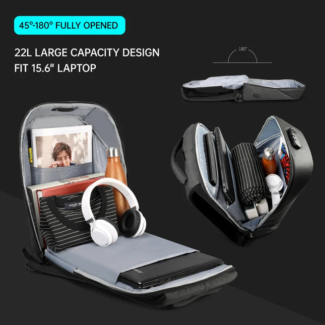 Anti-Diebstahl Laptop Rucksack Grau