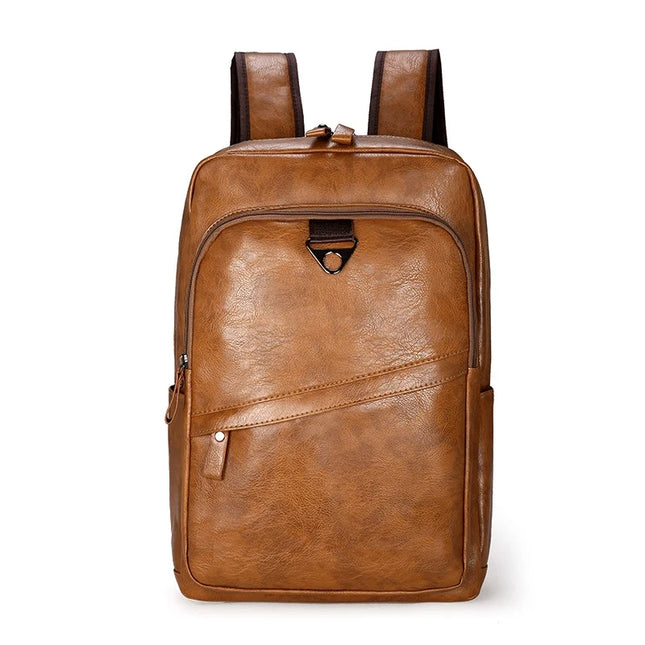 Herren Laptop Rucksack PU-Leder Braun