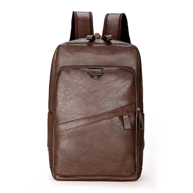 Herren Laptop Rucksack PU-Leder Dunkelbraun