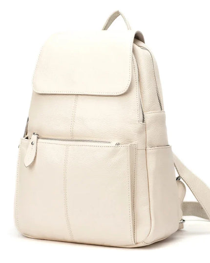 Damen Rucksack Leder Anti-Diebstahl Beige