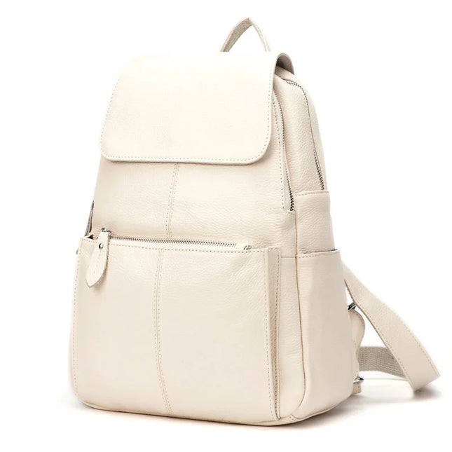 Damen Rucksack Leder Anti-Diebstahl Beige