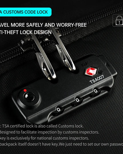 Anti-Diebstahl Laptop Rucksack Schwarz
