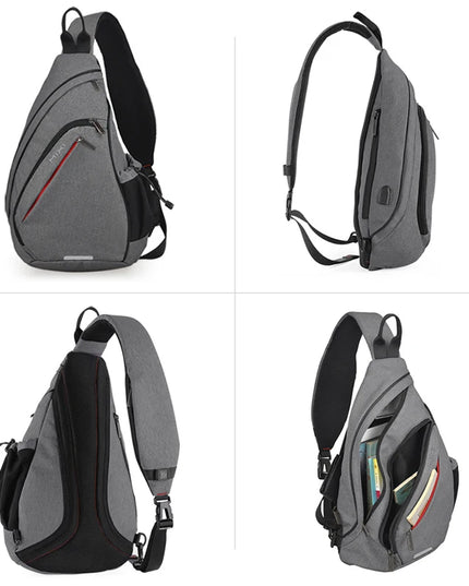 Mixi Sling Bag USB Schwarz für Uni & Pendeln