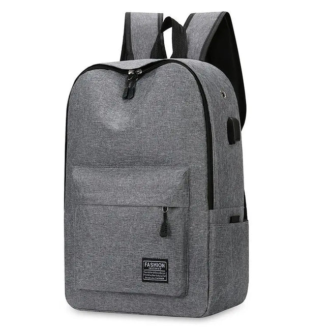 Minimalistischer Schulrucksack Grau mit USB