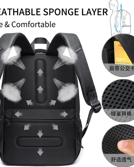 Laptop Rucksack mit USB-Port - Schwarz