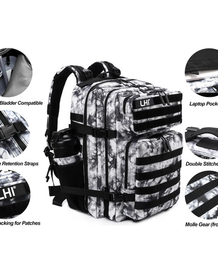 Laptop Rucksack 45L – Schwarz-Weiß