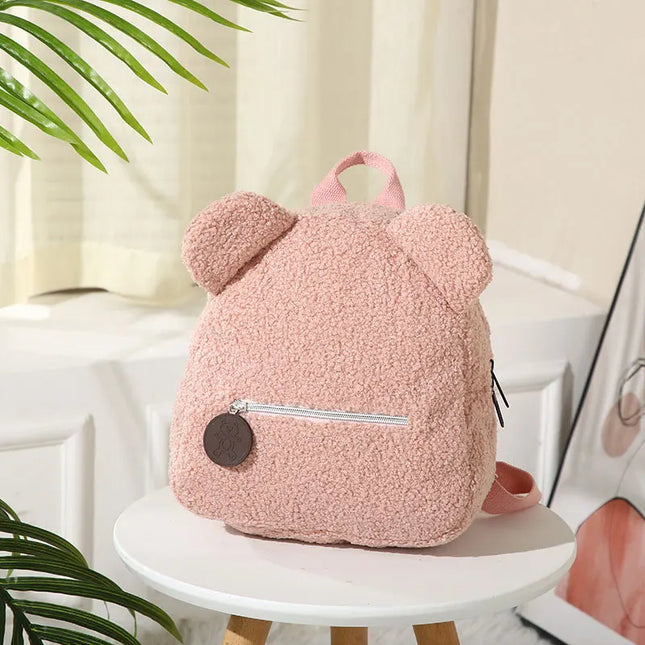 Schulrucksack Plüsch Tierohren – Rosa & Süß