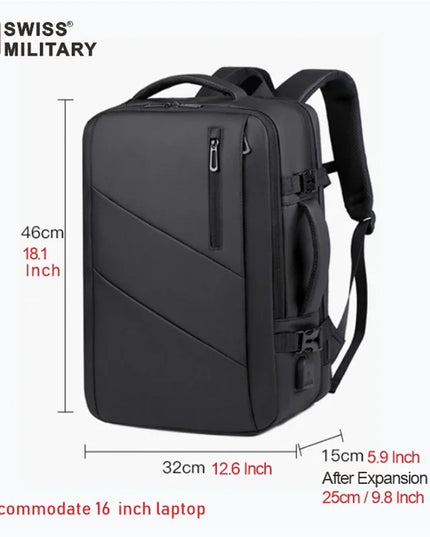 Laptop Rucksack erweiterbar 16 Zoll Schwarz