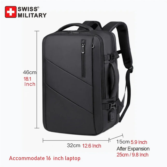 Laptop Rucksack erweiterbar 16 Zoll Schwarz