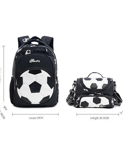 Schulrucksack Jungen Fussball Schwarz-Weiss