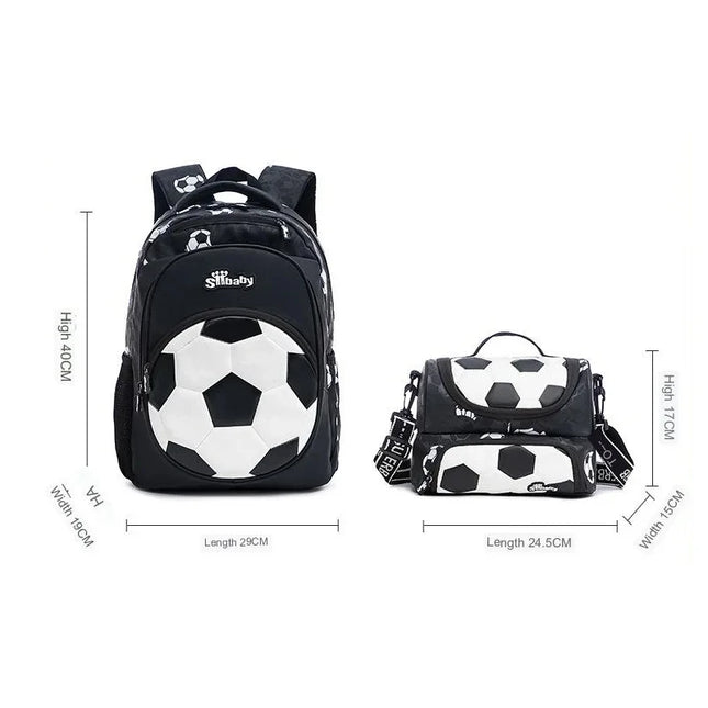 Schulrucksack Jungen Fussball Schwarz-Weiss