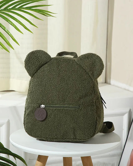 Schulrucksack Bär Plüsch Grün