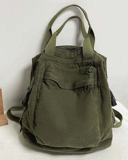 Schulrucksack Canvas Vintage – Grün