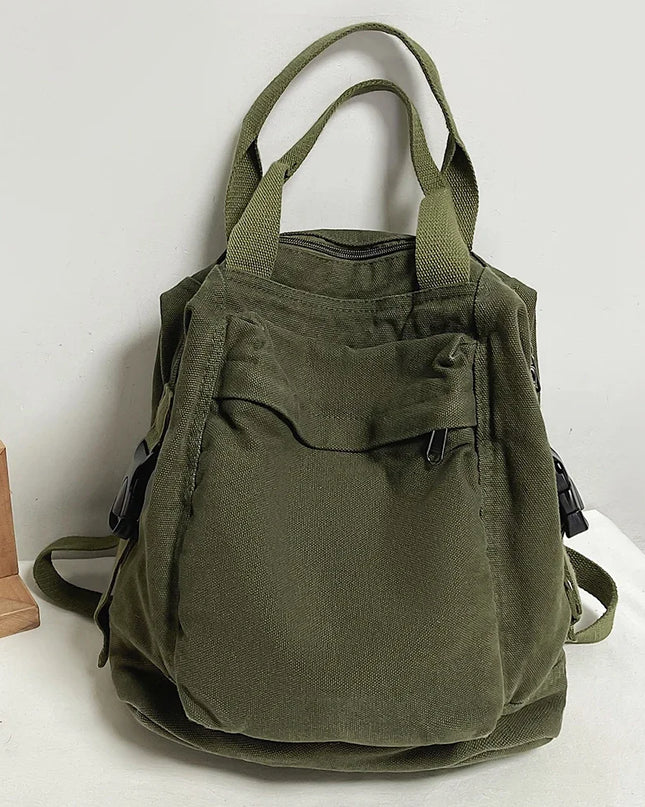 Schulrucksack Canvas Vintage – Grün