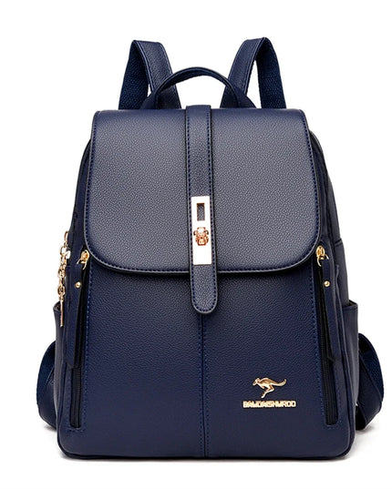 Leder Rucksack Damen klein Blau
