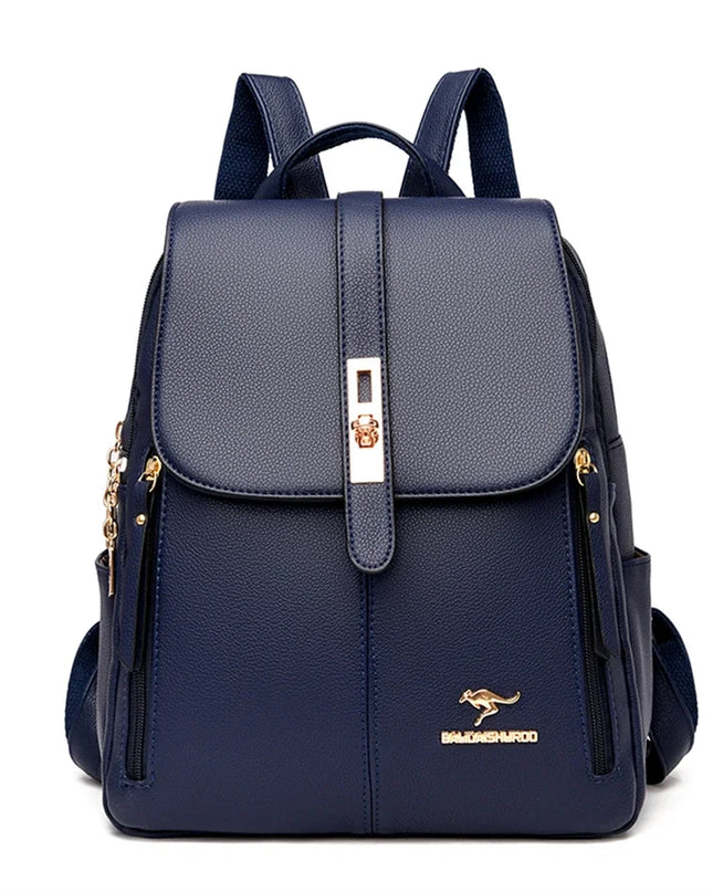 Leder Rucksack Damen klein Blau