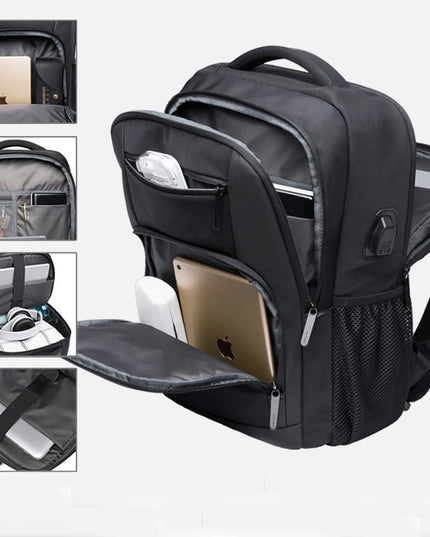 Laptop Rucksack mit USB-Port - Schwarz