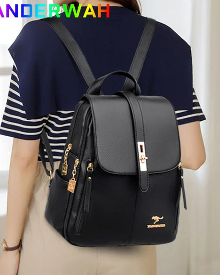 Leder Rucksack Damen klein Blau