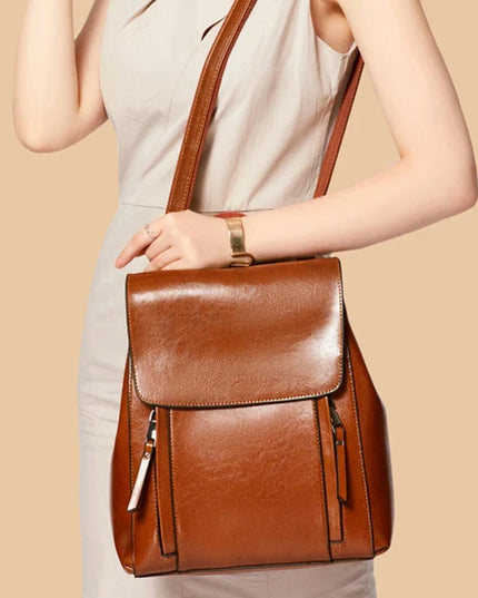 Rucksack Damen Leder Grau 20-35L