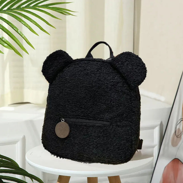 Schulrucksack Plüsch Tierohren – Schwarz &