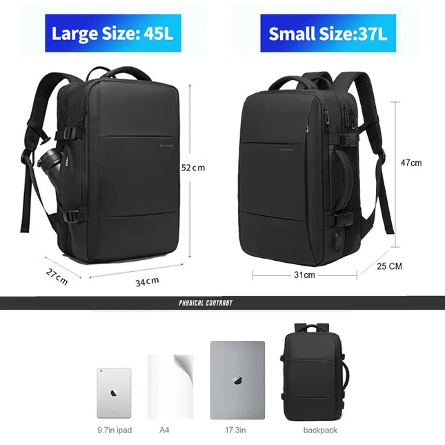 Business Rucksack mit USB-Anschluss Grau