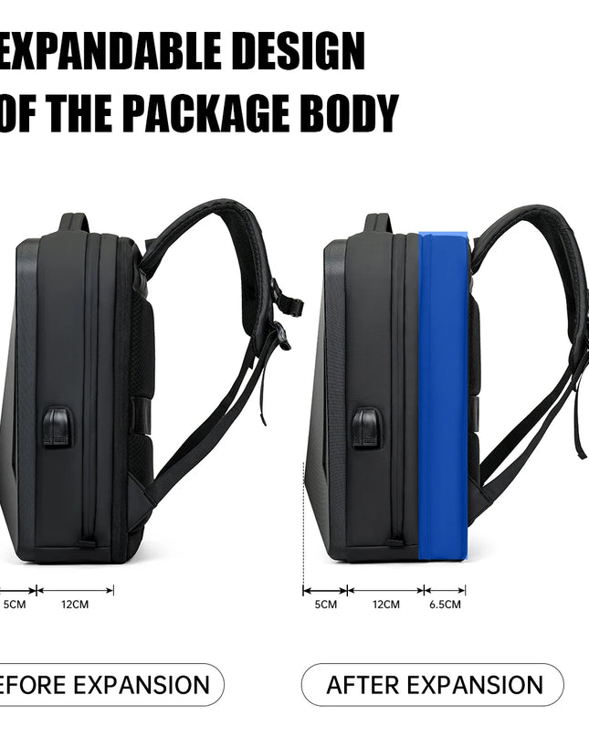 Business Rucksack erweiterbar Grau