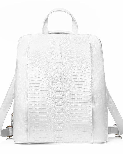 Leder Rucksack Damen A4 & Laptop Weiß