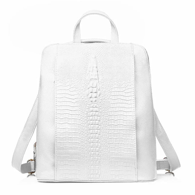 Leder Rucksack Damen A4 & Laptop Weiß