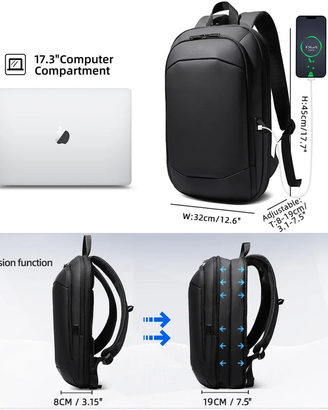 Laptop Rucksack 17 Zoll Business Grau USB