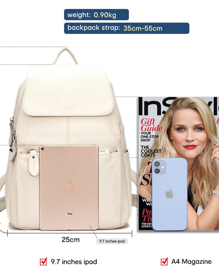 Damen Rucksack aus Leder, Anti-Diebstahl