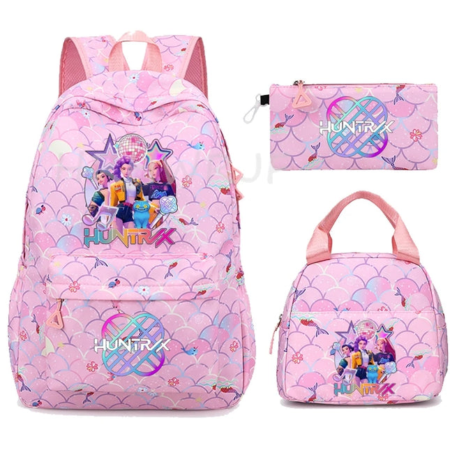 Schulrucksack Cartoon Style Light Grey