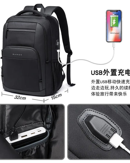 Laptop Rucksack mit USB-Port - Schwarz