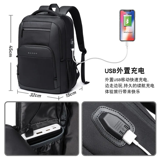 Laptop Rucksack mit USB-Port - Schwarz