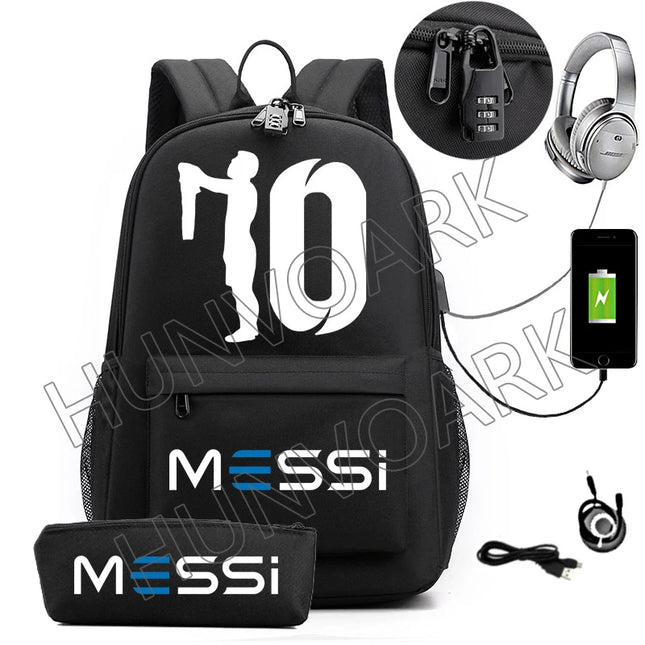 Schulrucksack Grün mit USB-Anschluss