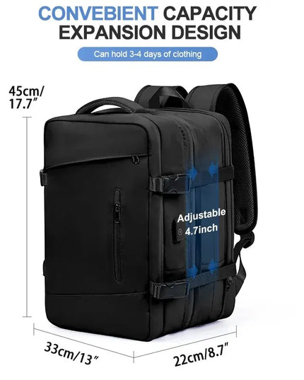 Laptop Rucksack 40L mit USB-Port Schwarz