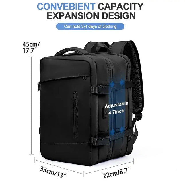 Laptop Rucksack 40L mit USB-Port Schwarz