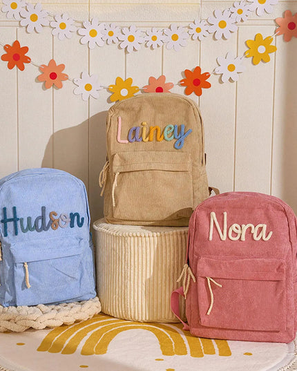 Cord Rucksack Unisex mit Stickerei