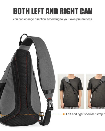 Mixi Sling Bag USB Schwarz für Uni & Pendeln