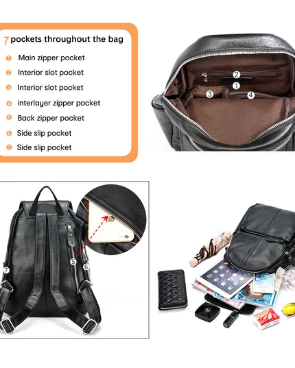 Anti-Diebstahl Rucksack Damen Leder