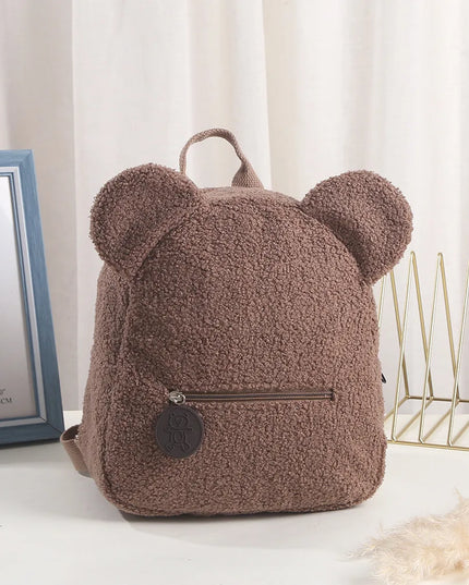 Schulrucksack Bär Plüsch Braun