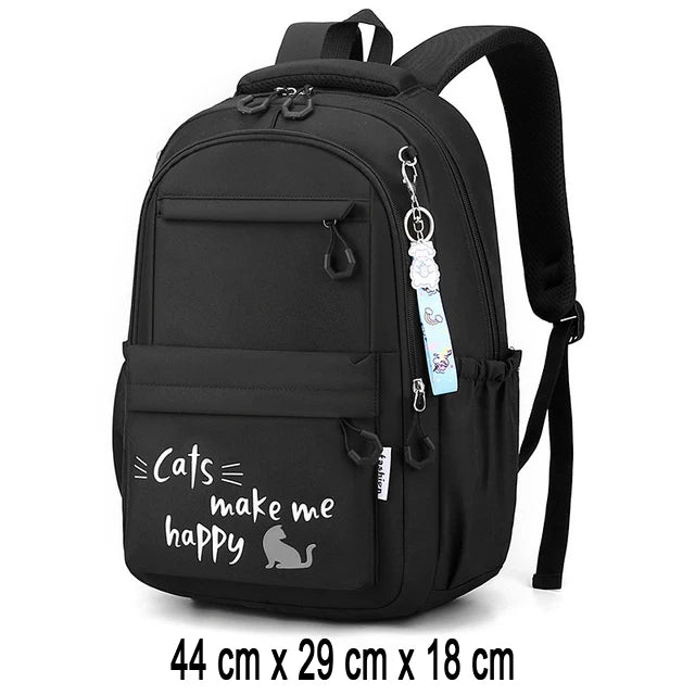 Schulrucksack Teenager Mädchen Schwarz