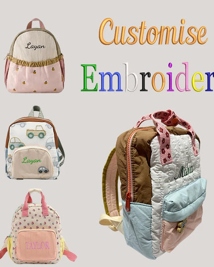 Schulrucksack mit Stickerei – Motiv Apfel