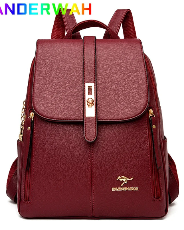 Leder Rucksack Damen klein Schwarz
