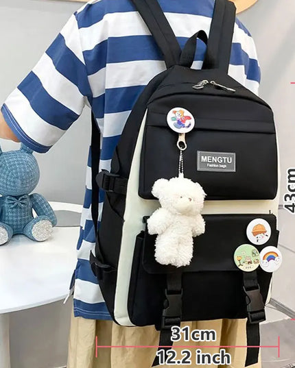 Schulrucksack Set Wasserdicht – Schwarz