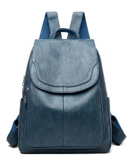 Damen Rucksack aus Softleder - Seeblau